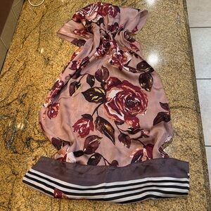 Vince Camuto Silk Floral Scarf Old Rose , Brown , Wine , Black Like New